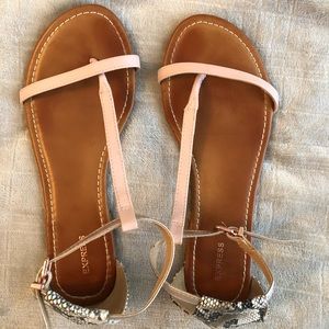 blush snakeskin sandals